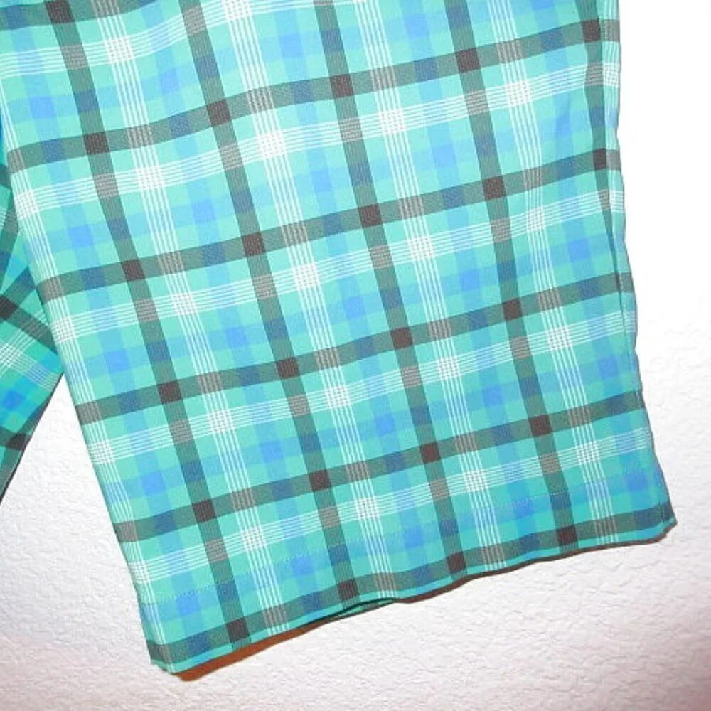 Nike Golf Shorts Mens Size 34 Performance Stretch Dri-Fit Blue Plaid Gorp 11”